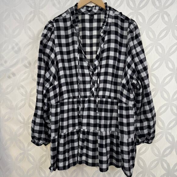 Torrid. Babydoll Brushed Flannel Ruffle Collar Top Size 3 - Picture 4 of 10